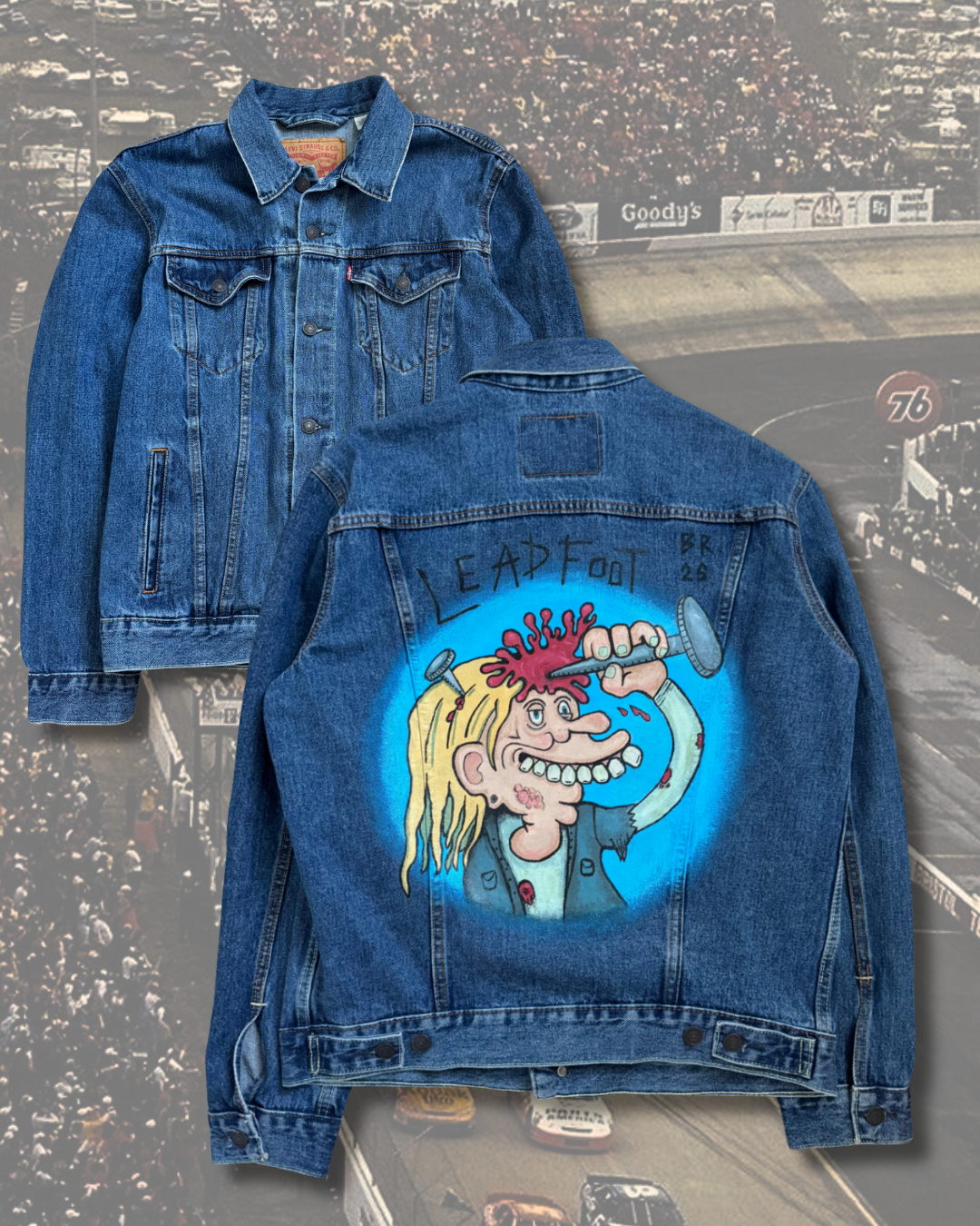 Lead Foot 1:1 hand painted levis denim